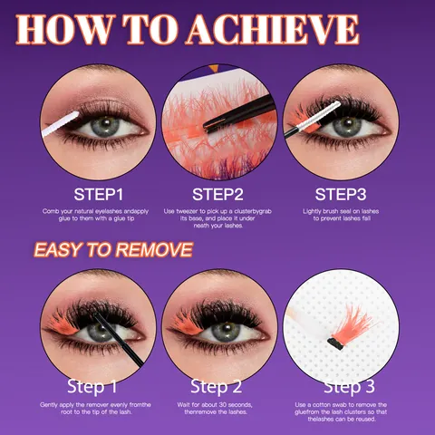 Halloween Farbige Falsche Wimpern Cluster Lashes DIY Extension Kit Mit Bond Seal Und Remover Tools Für Party Makeup Schminke