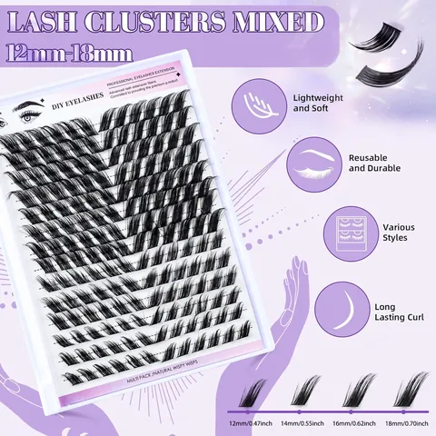 DIY Επέκταση Βλεφαρίδων Lash Clusters Με Bond Seal Remover Τσιμπιδάκι Βουρτσάκι Φυσικές Wispy Συνθετικές Ίνες Μεμονωμένες Βλεφαρίδες