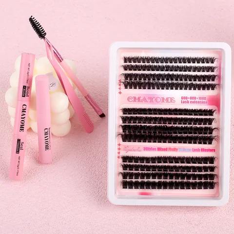 DIY Eyelash Clusters Kit Fluffy Volume Individual Lash Extensions 60D 80D 100D Mixed Synthetic Fiber Eyelashes For Women