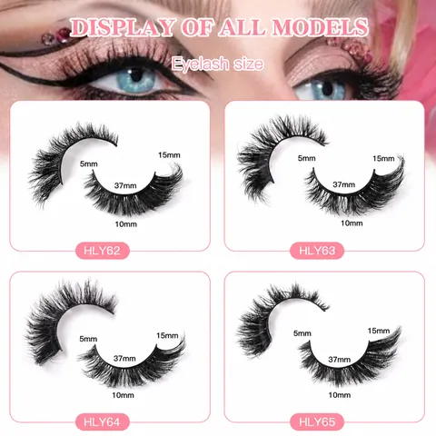 Orecchini Occhio di Gatto Ciglia Finte Fibra Sintetica 3D Wispy Lunghe Folte Riutilizzabili Fatte a Mano Extension Trucco Donna