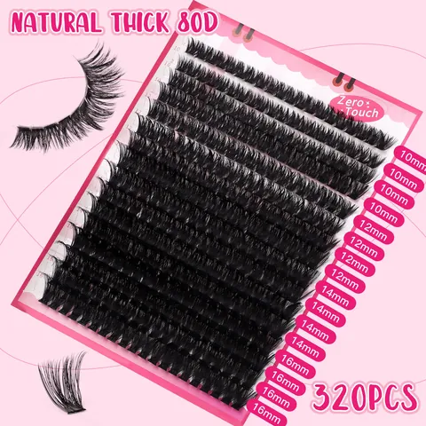 DIY Cluster Lashes 80D Extension Ciglia Individuali Con Adesivo Sigillante Rimuovente Pinzetta Scovolino Trucco Occhi