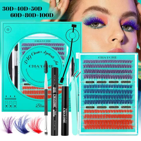 Kit Professionale Extension Ciglia Fai Da Te Ciuffi Individuali Con Adesivo Solvente Pinzetta Pennello Per Trucco Folto