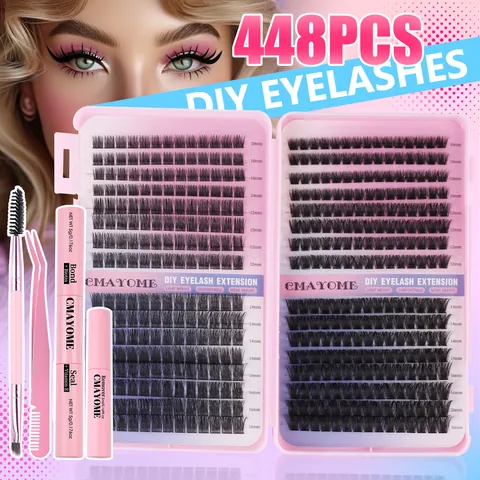 Professionele DIY Wimperverlenging Kit Individuele Clusters Met Wimperlijm Seal En Verwijderaar Pincet Borstel Gereedschap Kit