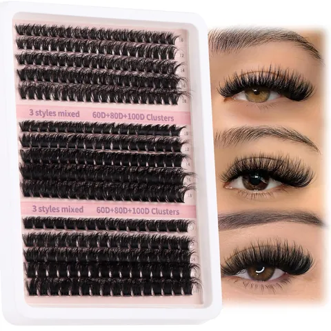 Kunstfaser Einzelwimpern Set Gemischte Dichte Flauschig Natürlich DIY Wimpernverlängerung Kit Mit Kleber Und Werkzeugen