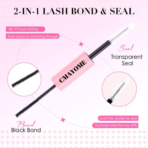 Dual-ended Eyelash Glue Bond And Seal Waterproof Long Lasting Lash Adhesive With Biotin Vitamin E For DIY Lash Extensions
