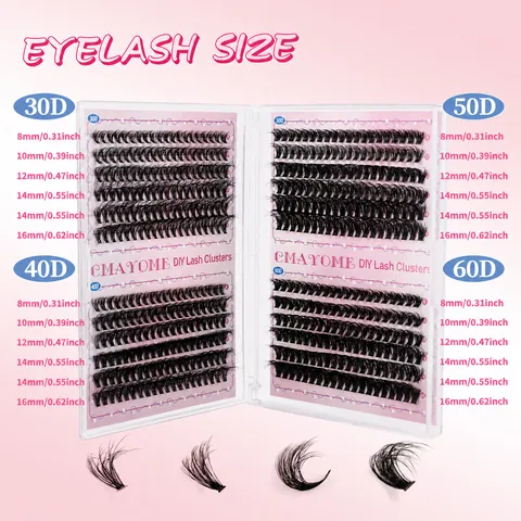 CMAYOME DIY Lash Clusters Kit Professional Individual Eyelash Extension Set With Bond Seal And Remover Beauty Tools For Women