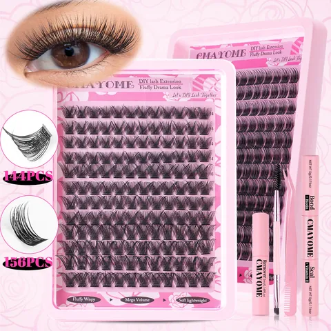 DIY Wimpernverlängerung Set Einzelne Cluster Wimpern D Curl Wispy Fluffy Segmentierte Falsche Wimpern Mit Kleber Und Entferner