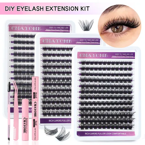 DIY Individual Cluster Lash Extension Kit With Bond And Seal Lash Remover Applicator Natural Look Cluster Eyelash Kit
