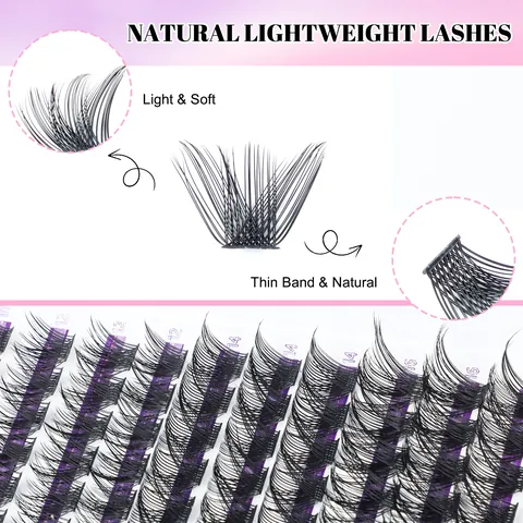 DIY Individual Cluster Lash Extension Kit With Bond And Seal Lash Remover Applicator Natural Look Cluster Eyelash Kit