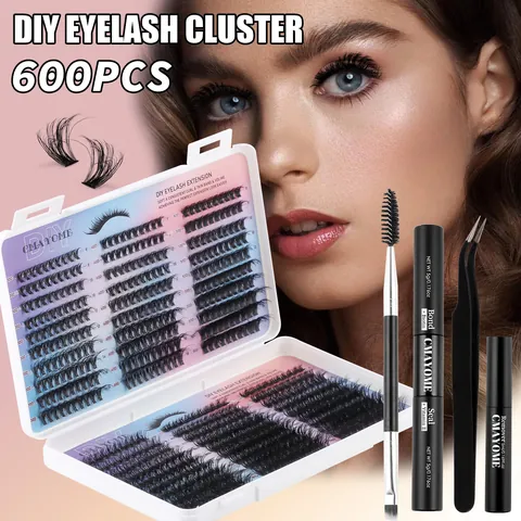 DIY Cluster Wimpernverlängerung Set Gemischte Dichte Synthetikfaser Falsche Wimpern Mit Kleber Versiegelung Und Entferner Pinzette Bürste Profi Beauty Tool Set