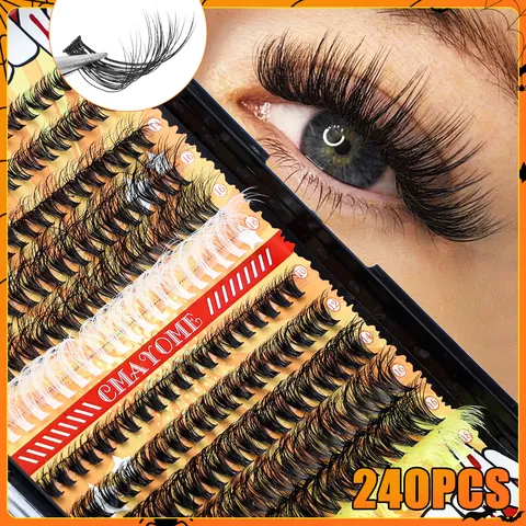 Halloween DIY Cluster Eyelash Extension Kit Colorful False Eyelashes D Curl Mixed Length Individual Lashes With Bond Seal Remover Tweezers Tool
