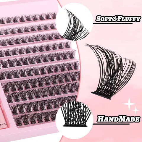 DIY Eyelash Clusters D Curl Segmented False Eyelashes Extension Kit With Dual-Ended Bond And Seal Glue And Tweezer Set Natural Black
