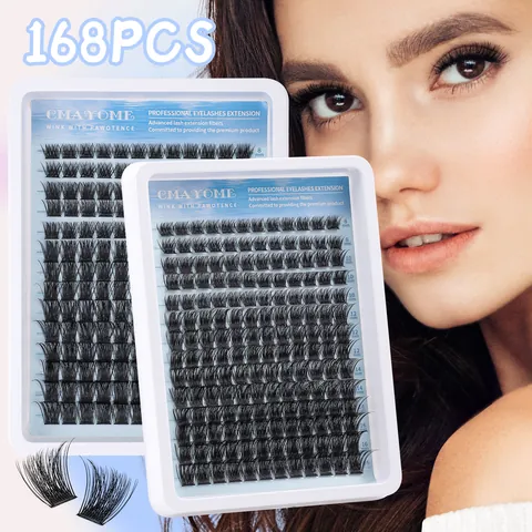 Professional DIY Cluster Eyelash Extension Kit Synthetic Fiber Individual Lashes With Bond Seal Remover Natural Fluffy Eyelashes Set