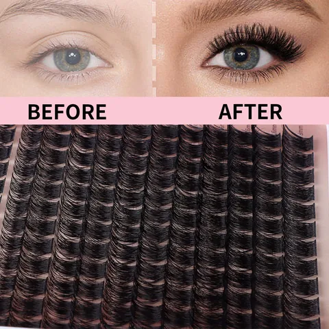 DIY Cluster Lash Extension Kit Mixed Lengths Natural Soft Segmented Individual Eyelashes With Lash Bond Seal And Remover