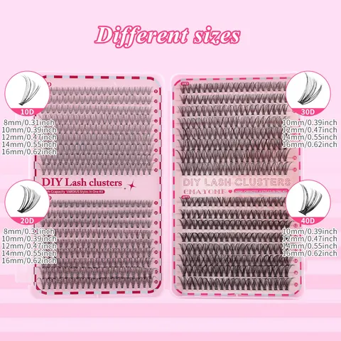 DIY Lash Clusters Segmented Individual Eyelashes Extensions Set With Bond Seal Remover Tweezers Synthetic Fiber Dense Natural False Eyelashes