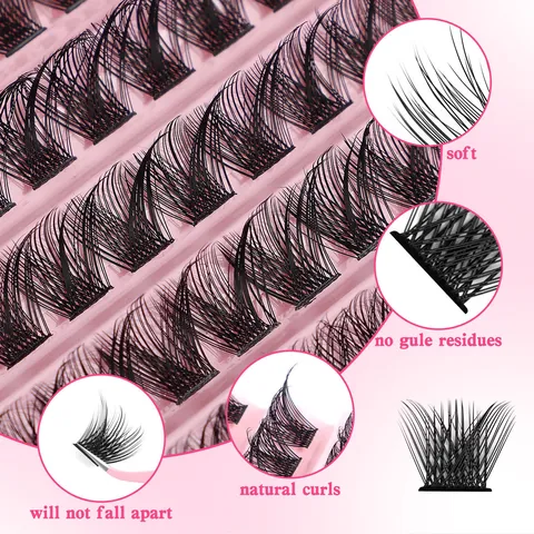 DIY Segmentierte Wimpernbüschel Einzelne Wimpern Mit Bond Seal Kleber Rosa Pinzette Für Damen Natürliche Dicke Schönheit Tool