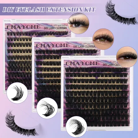 DIY Gesegmenteerde Individuele Wimperclusters Gemengde Lengte Pluizige Dichte Synthetische Vezel Wimperverlenging Voor Vrouwen Dagelijks Feest Make-Up Cadeau