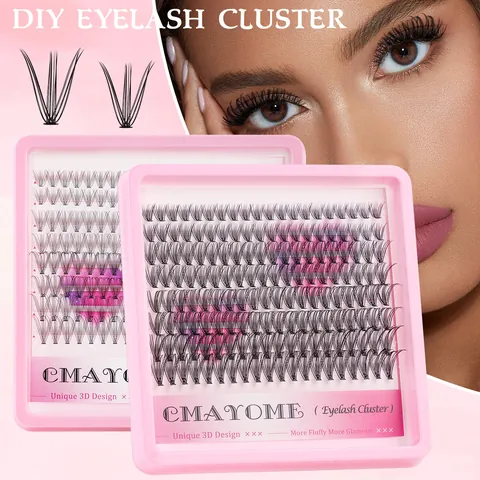 DIY Individual Eyelash Clusters 3D Fluffy Extension Individual Lashes DD Curl 10-16mm Black Synthetic Fiber Makeup Tool