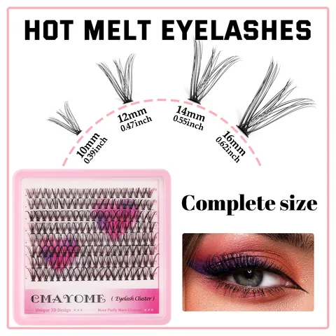 DIY Individual Eyelash Clusters 3D Fluffy Extension Individual Lashes DD Curl 10-16mm Black Synthetic Fiber Makeup Tool