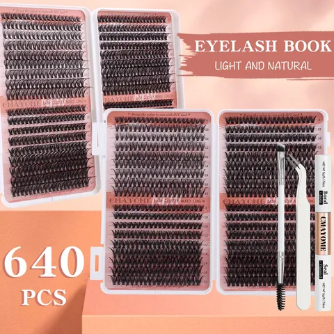 CMAYOME DIY Einzelne Wimpern Cluster Gemischte Länge 30D-100D Fluffige Dichte Natürliche Pfropfwimpern Mit Bond Seal Pinzette Bürste
