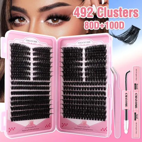 DIY Individual Cluster Eyelash Extension Set With Bond And Seal Glue Tweezers Brush Volume Natural False Eyelashes Kit