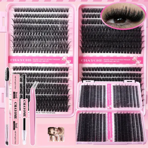 DIY Einzelne Cluster Wimpern Set D-Schwung Kunstfaser Dickes Volumen Falsche Wimpern Verlängerung Set Mit Bond Und Seal Pinzette Bürste Für Damen Daily Makeup