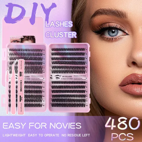 DIY Cluster Lash Extension Synthetic Fiber D Curl Natural Thick Individual Segmented Eyelashes Bond Seal Tweezer Brush For Women