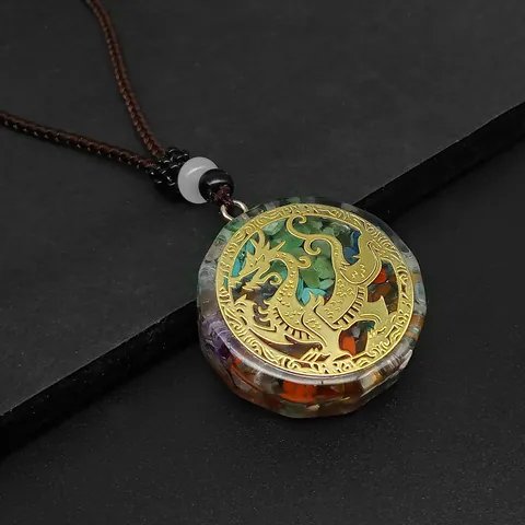Orgonite Pendant Necklace Natural Stone Resin Chakra Healing Jewelry For Women Men Spiritual Reiki Meditation Energy Braided Rope Necklaces