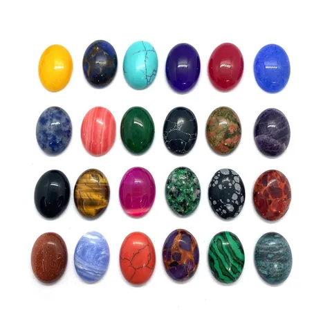 Ovale Naturstein Cabochons Polierte Edelstein Perlen Für DIY Ring Halskette Schmuckherstellung Achat Türkis Amethyst Schneeflocken Obsidian Zubehör
