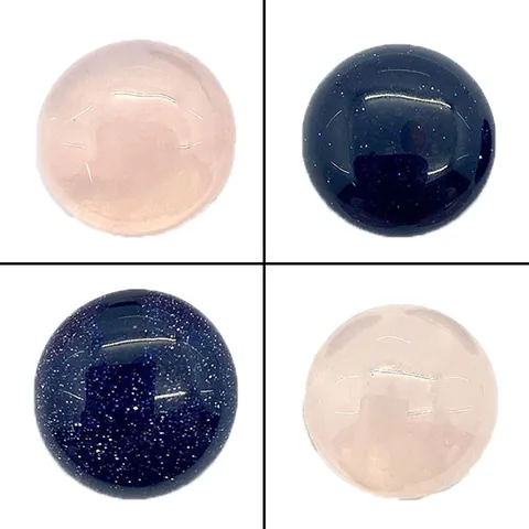 Cabujón Redondo de Piedra Natural Cuarzo Rosa Piedra de Arena Azul Cuenta Suelta Sin Agujero Para DIY Creación Joyería Accesorio
