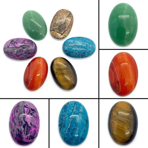 Piedra Natural Cabujón Ovalado Ojo De Tigre Ágata Roja Aventurina Verde Jaspe Para Joyería Piedra Semipreciosa Pulida