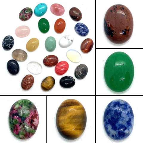 Natural Stone Oval Cabochon Flatback Polished Gemstone For DIY Jewelry Making Necklace Pendant Ring Making Accessories
