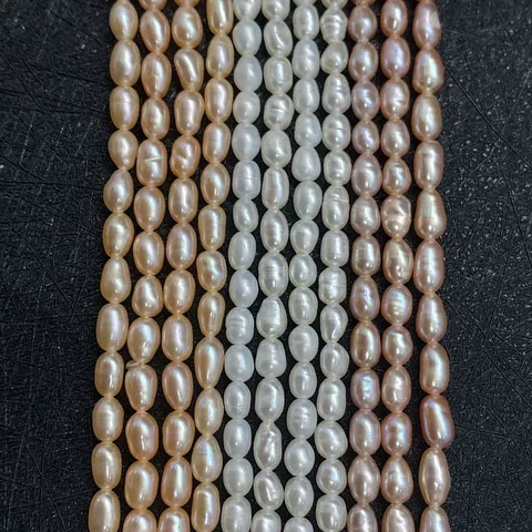 Natural Freshwater Pearl Beads Rice Oval Shape Loose Pearl Strand For DIY Jewelry Making Necklaces Bracelets Accessories