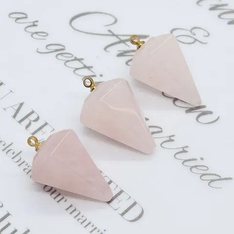 Natürlicher Rosenquarz Sechseckiger Facettierter Pyramidenanhänger Nur Anhänger (Ohne Kette) Rosa Kristall Für DIY Schmuckherstellung Damen