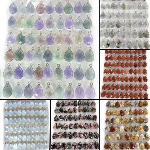 Facettierter Naturstein Tropfen-Anhänger Nur (Ohne Kette) Mit Metallschlaufe Für DIY Schmuckherstellung Halsketten Zubehör Damen Geschenke