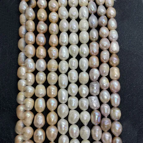 Natural Freshwater Pearl Beads Rice Shaped Baroque Loose Pearl Strand For DIY Jewelry Making Necklaces Bracelets Earring Components Women Gift
