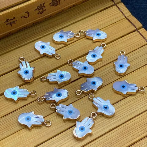 Naturmuschel Hand Der Fatima Böser Blick Nur Anhänger Ohne Kette Schmuckherstellung DIY Legierung Gold Palm Charm Zubehör