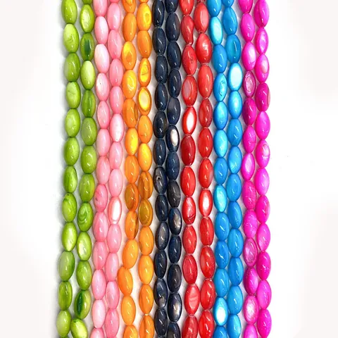 Natürliche Meeresmuschel Künstliche Perlen Reisform Oval Lose Künstliche Perlen Für DIY Halskette Armband Herstellung Perlmutt Gefärbte Zubehör