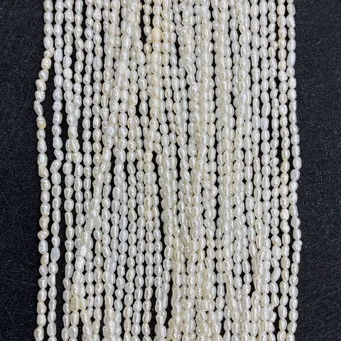 Perles d'Eau Douce Naturelles Forme de Riz Blanc Perles en Vrac Petites Perles de Semence Pour Fabrication de Bijoux Accessoires