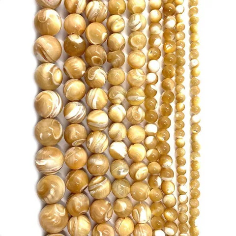 Perles Rondes en Coquille de Troca Naturelle pour la Fabrication de Bijoux DIY Sphère Polie Perles en Vrac pour Collier Bracelet