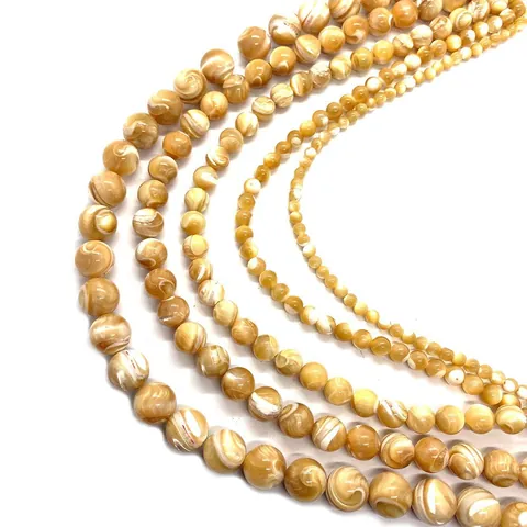 Perles Rondes en Coquille de Troca Naturelle pour la Fabrication de Bijoux DIY Sphère Polie Perles en Vrac pour Collier Bracelet