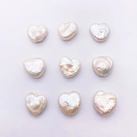 Natural Freshwater Pearl Heart Shape Baroque Loose Beads For Jewelry Making DIY Accessories 12-13mm Iridescent White