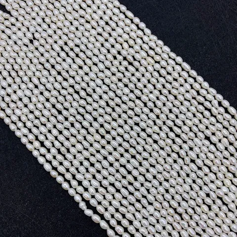 Perles de Culture d'Eau Douce Naturelles Forme de Riz Perles en Vrac Percées pour Fabrication de Bijoux DIY Collier Bracelet
