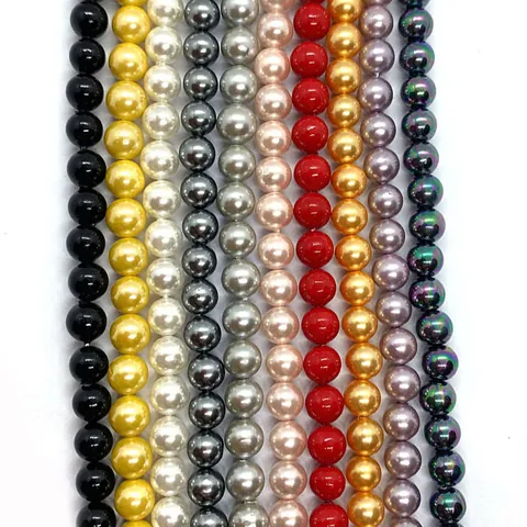 Perline di Conchiglia Naturale Tonde Sfuse in Madreperla Per Creazione di Gioielli DIY Lucidate Multicolore Accessori