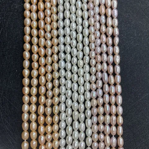 Natural AA Grade Freshwater Pearl Beads Rice Shape Loose Strand For DIY Necklace Bracelet Jewelry Making White Pink Purple