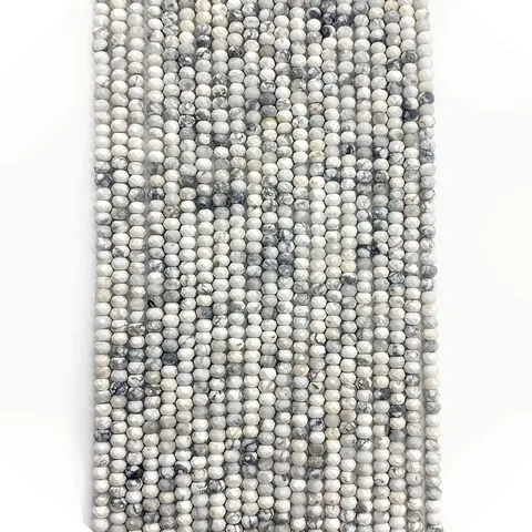 Natuursteen Witte Turkoois Gefacetteerd Ronde Losse Kralen Strang Voor DIY Sieraden Maken Ketting Armband Craft