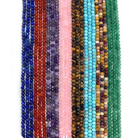 Natural Stone Faceted Round Beads Amethyst Tiger Eye Rose Quartz Loose Beads For DIY Necklace Bracelet Jewelry Making
