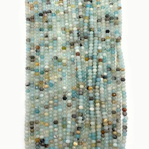 Cuentas Sueltas de Piedra Natural Amazonita Redondas Facetadas para Creación de Joyas DIY Collar Pulsera Accesorios Regalo