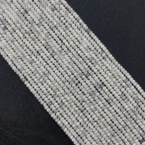 Natuursteen Witte Turkoois Gefacetteerd Ronde Losse Kralen Strang Voor DIY Sieraden Maken Ketting Armband Craft