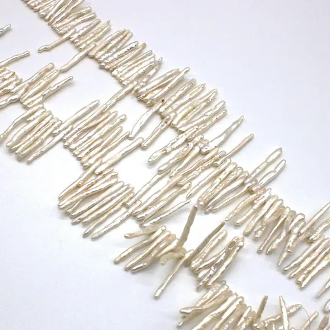 Natuurlijke Zoetwater Barok Zoetwaterparels Losse Kralen Witte Staafvorm Tandenstoker Biwa Zoetwaterparels Voor DIY Sieraden Maken Accessoires